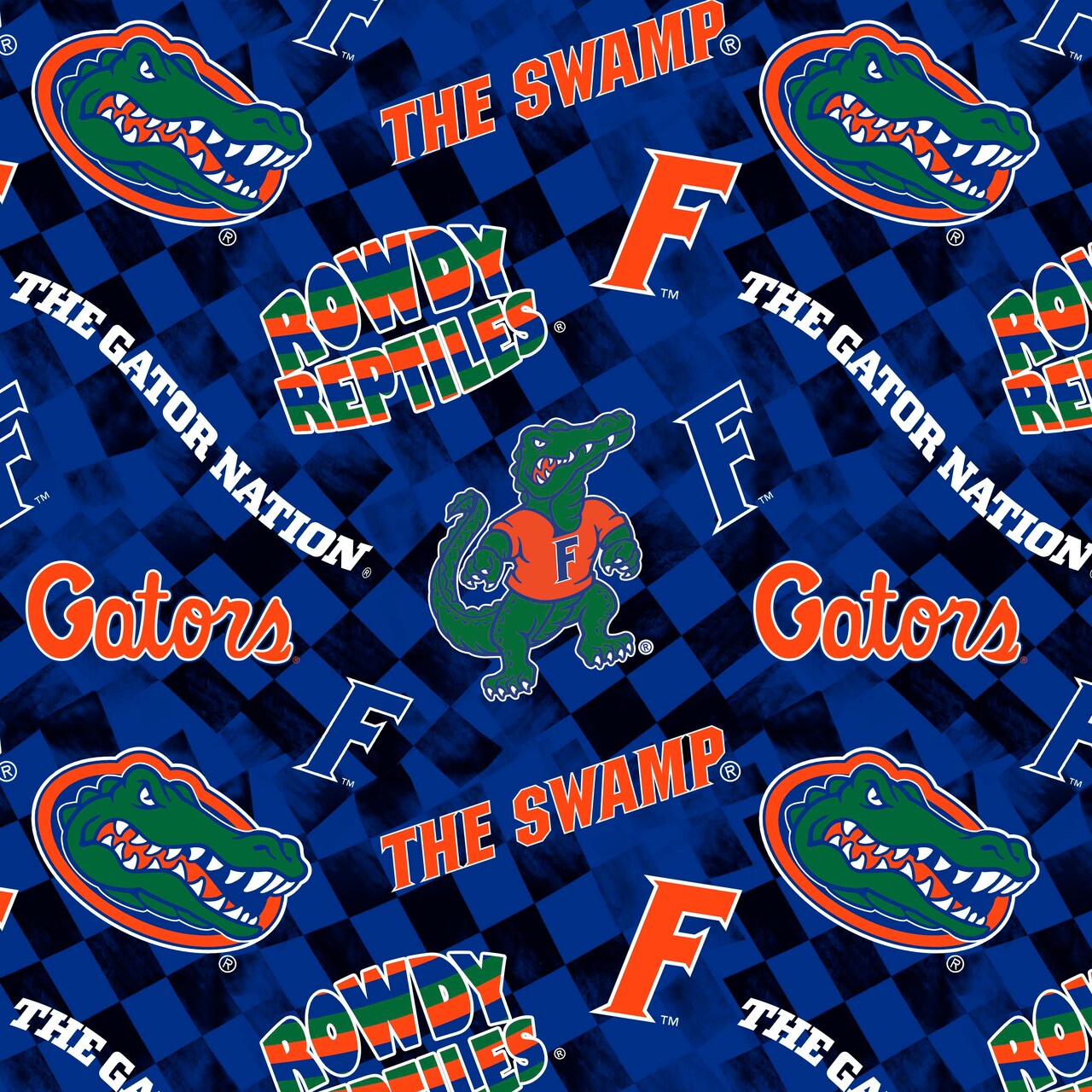 Sykel Enterprises-University of Florida Cotton Quilting Fabric-Florida Gators Check Allover Cotton Fabric Sold by the Yard